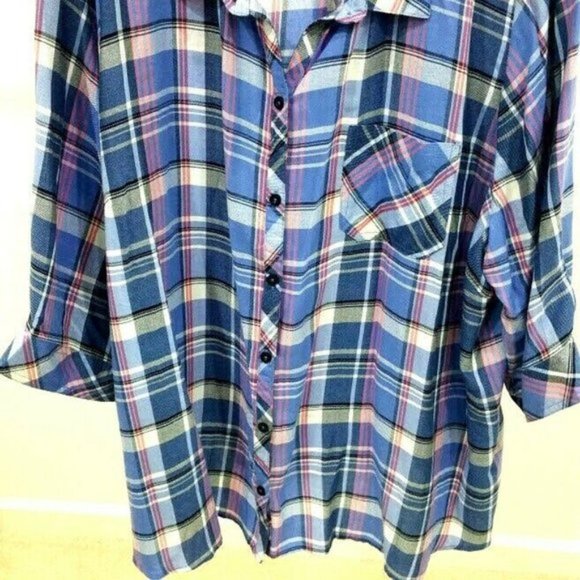 Catherine  purple pink plaid button down shirt - Picture 5 of 7